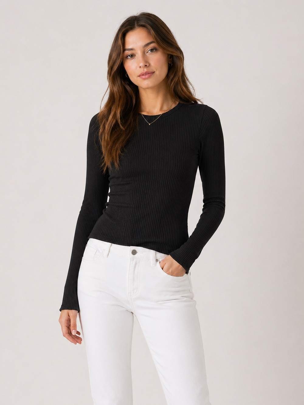 NWT Y2K Black Ribbed Long Sleeve Basis Layering Piece Top Goth Witchy  Large